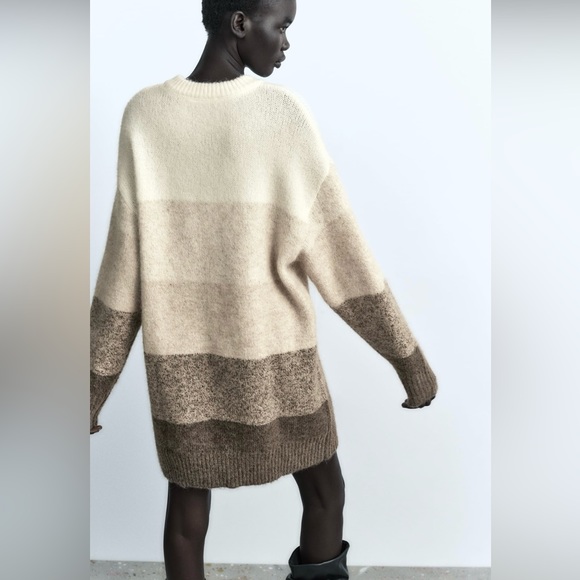 ZARA OMBRÉ KNIT MIDI DRESS - Picture 4 of 10